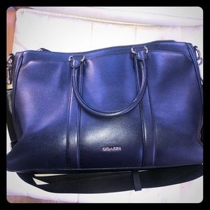 Ladies navy Coach laptop computer tote
